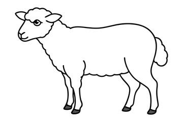 sheep line art vector, Sheep silhouette isolated on white background. Vector illustration