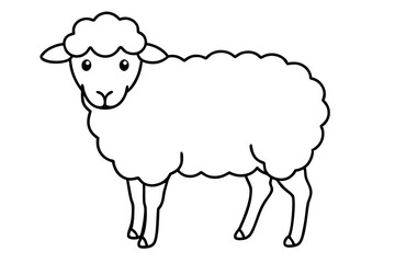 sheep line art vector, Sheep silhouette isolated on white background. Vector illustration