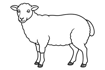 sheep line art vector, Sheep silhouette isolated on white background. Vector illustration