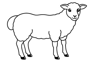 sheep line art vector, Sheep silhouette isolated on white background. Vector illustration