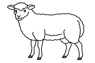 sheep line art vector, Sheep silhouette isolated on white background. Vector illustration