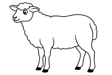 sheep line art vector, Sheep silhouette isolated on white background. Vector illustration