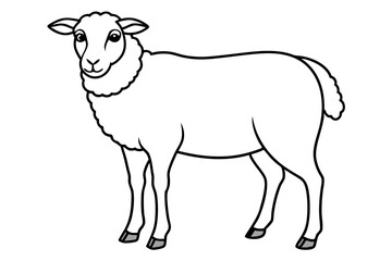 sheep line art vector, Sheep silhouette isolated on white background. Vector illustration