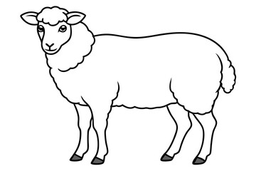 sheep line art vector, Sheep silhouette isolated on white background. Vector illustration