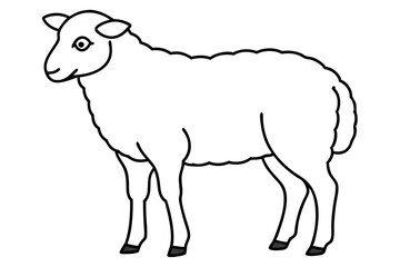 sheep line art vector, Sheep silhouette isolated on white background. Vector illustration