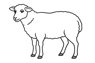 sheep line art vector, Sheep silhouette isolated on white background. Vector illustration