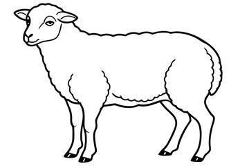 sheep line art vector, Sheep silhouette isolated on white background. Vector illustration