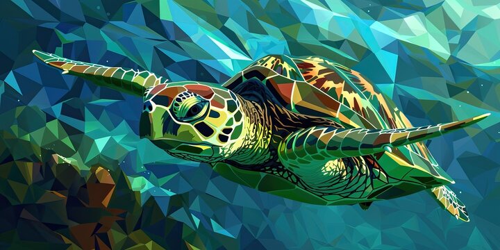 Sea turtle swimming in turquoise water.