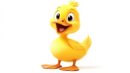 Cartoon duckling with a happy expression on a white background
