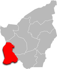 CHIESANUOVA municipality map ADMINISTRATIVE DIVISIONS of SAN MARINO 3d isometric map