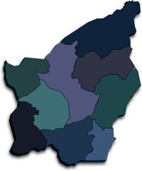 Fototapeta premium SAN MARINO MAP WITH ITS DISTRICTS AND POLITICAL ADMINISTRATIVE DIVISIONS