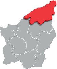 Obraz premium SERRAVALLE municipality map ADMINISTRATIVE DIVISIONS of SAN MARINO 3d isometric map