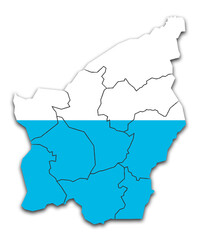SAN MARINO MAP WITH ITS DISTRICTS AND POLITICAL ADMINISTRATIVE DIVISIONS with flag