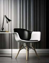displays an interior that highlights a chair as the main focus. generative ai