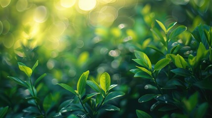 Blurred Greenery and Natural Plant Background in Garden