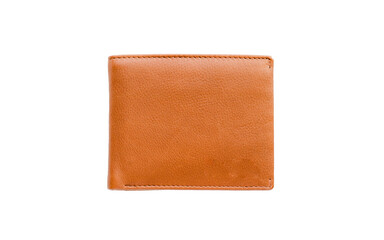 Fashionable brown men's leather wallet isolated on a white background.