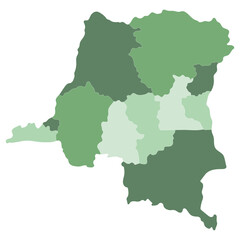 Fototapeta premium Democratic Republic of the Congo map. Map of Congo in main regions in multicolor