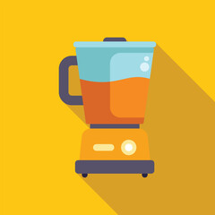 Flat design illustration of a blender mixing a fruit smoothie, perfect for healthy eating and lifestyle visuals