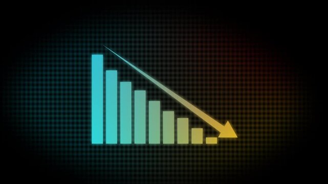 Abstract decreasing business graph chart animation background. Bad Economy Recession Graph Chart Chalkboard Style.