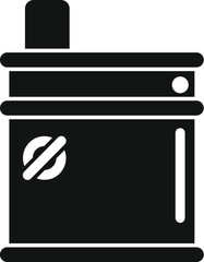 Black silhouette of a metal barrel with tap for storing chemical liquid