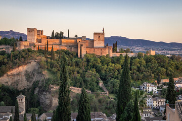 Fototapeta premium Sunset view of the Alhambra in Granada.
