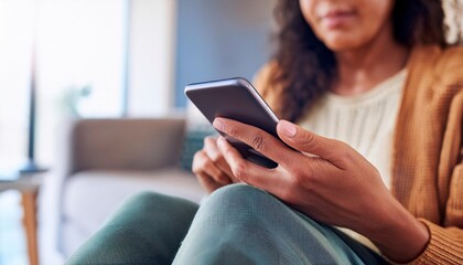 Close up of a woman using mobile smart phone.. Generated image