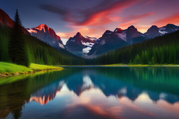 Fototapeta premium (4k) Insane Fantasy Mountain Landscape Wallpaper/Backgorund AI