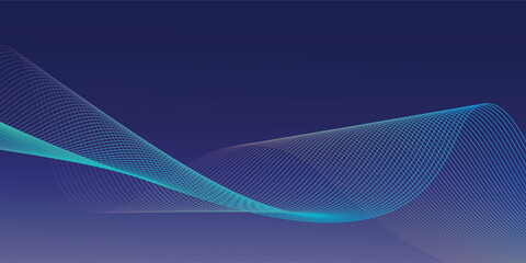 Abstract glowing wave lines on dark blue background. Dynamic wave pattern. Modern flowing wavy lines. Futuristic technology concept. Suit for banner, poster, cover, brochure, flyer, website