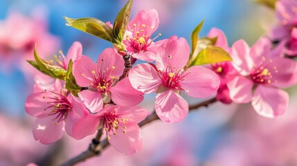 Obraz premium Beautifully Blooming Sakura Flowers Against Blue Sky