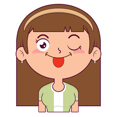 girl playful face cartoon cute