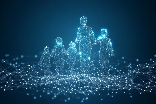 Family depicted as constellation of stars symbolizing unity and connection in a cosmic perspective