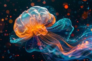 Jellyfish like neural network representing the fluid nature of thoughts and the complexity of the human mind