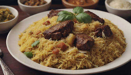 beef biryani on a plate