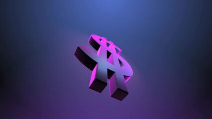 Bright Purple Dollar Sign Illuminated Against a Blue and Purple Gradient Background