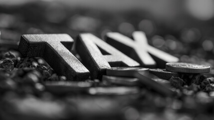 Tax letters are arranged on a surface surrounded by coins and financial documents, highlighting the significance of tax awareness in financial planning