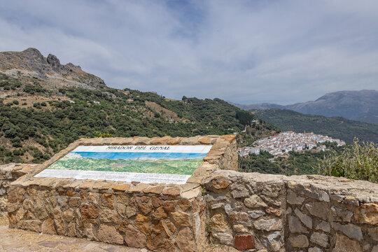 View point over a mountain village in Andalusia.