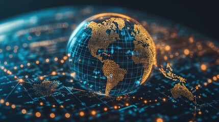 A glowing globe with a network of lines connecting it.