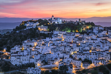 Obraz premium Evening view of the village of Casares in Andalusia.