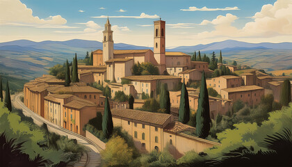 Vintage Perugia cityscape