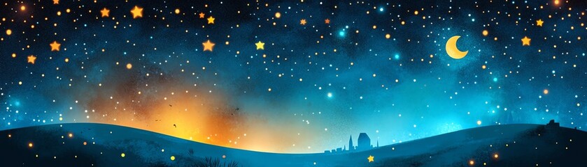 Fototapeta premium Abstract stars, night sky, flat design illustration