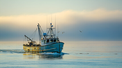 Obraz premium Commercial Lobster Fishing Boat Out on the Ocean