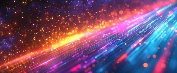 Fototapeta premium Abstract Background with Glowing Lines and Bokeh Effects