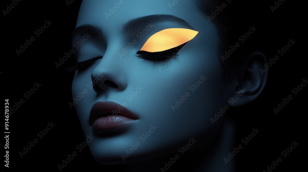 Sticker Stylized Portrait with Unique Makeup and Vibrant Colors