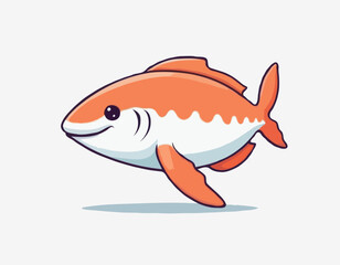 Cute marine animal on white isolated background