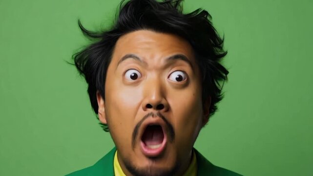 Asian man shocked surprised funny face reaction