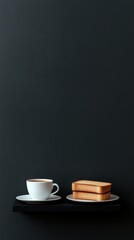 Elegant Coffee Cup and Toast on Dark Background