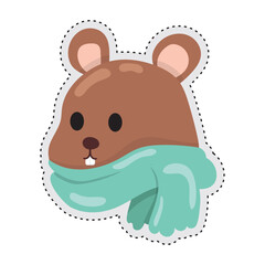 Bear Autumn animal sticker icon Vector