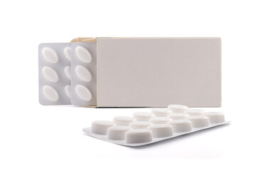 white medical tablets in a blister