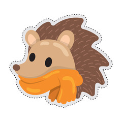Autumn animal porcupine sticker icon Vector