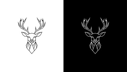 Asymmetrical Line Art Polygonal Deer Head Graphic / Icon / Logo